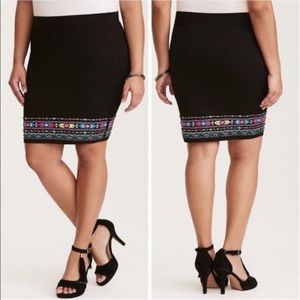 Torrid Embroidered Ponte Mini Skirt